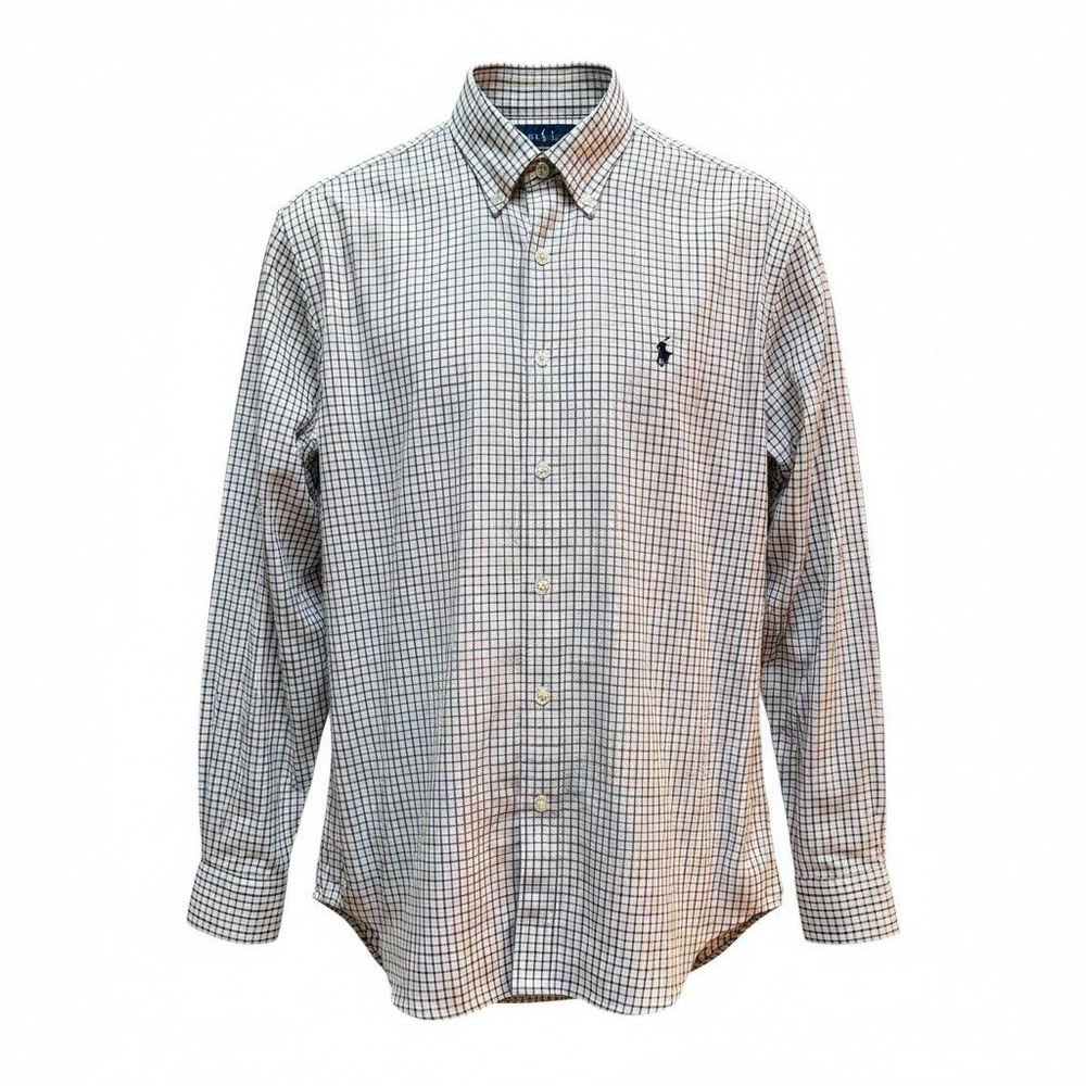 Polo Ralph Lauren Button Down Shirt XL Cream‎ Red Plaid Classic Long Sleeve Pony